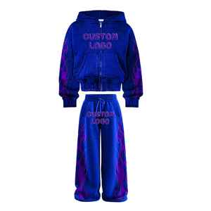 2026 Winter Casual Training Set Acid Wash for Distressed Tracksuit <b>Flared</b> <b>Sweatpants</b> Hoodie Polyester/Cotton Breathable - Product Image 6