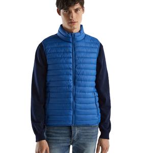 Top Selling 2023 Men's Blue <b>Quilted</b> Stand Collar Sleeveless Puffer Jacket Full Zip up Winter Jacket with Sale Pockets - Product Image 1