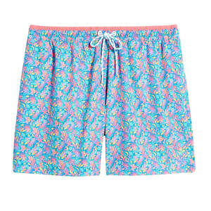 Shorts de Baño Personalizados para Hombre, Diseño Floral Tropical en Color Turquesa Coral, Secado Rápido, Shorts de Playa, Ropa de Verano al por Mayor - Product Image 1