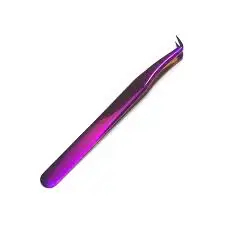 Pinzas para extensión de pestañas Fiber Grip en color púrpura plasma, pinzas para pestañas de acero inoxidable, pinzas para extensión de pestañas de acero inoxidable - Product Image 2