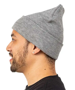 Gorro con logotipo bordado personalizado para hombres y mujeres, gorro de punto con puños, gorros de invierno para mantener el calor, gorro de punto negro - Product Image 3
