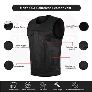 Chaleco de Cuero Genuino Vintage para Hombre, Estilo Vaquero Desgastado, Servicio OEM, Ropa Casual Urbana, Atuendo de Moda Occidental - Product Image 3
