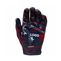 Azul Rojo Color Impreso Venta al por mayor Guantes de fútbol americano Tendencia Antideslizante Cómodo Deportes Palm Player Guantes