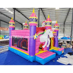 Centro de juegos inflable de PVC de calidad comercial con temática de caballo arcoíris, casa inflable para niños con tobogán para parque de atracciones - Product Image 2