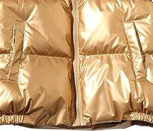 Chaqueta Acolchada Impermeable y Transpirable de Color Dorado con Estampado Puff, Estilo Hip Hop, Talla Grande - Product Image 4