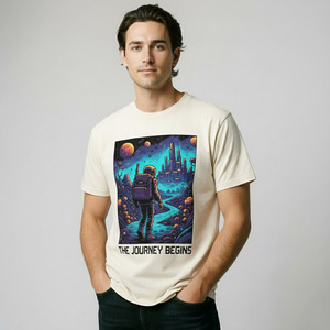 T-shirt pour homme à col rond, coupe classique, en polyester/coton imprimé, manches courtes, style streetwear écologique - Product Image 1