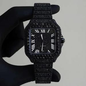 Reloj Automático de 42 mm con Esfera Negra para Hombre, con Diamantes Moissanite VVS, Diseño de Lujo con Números Romanos, Joyería de Moda - Product Image 3