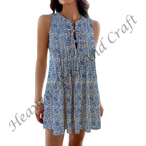 Robe courte de plage imprimée élégante et tendance, design tendance, en tissu de coton pour femmes et filles - Product Image 4