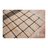 Tapis en jute Baaz High Rug, couleur terre, revêtement de sol pour espaces de vie et zones de travail, fibres naturelles résistantes, lavable, texture moderne et élégante