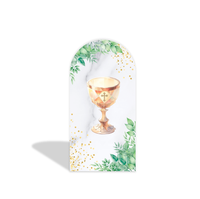 Housse de toile de fond pour arche de baptême, toile de fond pour photomaton, thème religieux, première communion, croix dorée, avec ballons, pour fête de bébé 'Dieu bénisse'
