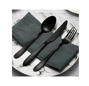 Cuchara de postre de acero espejado Arroz Ensalada Café Postre Sopa Cucharas de acero inoxidable Negro Mate Pulido - Product Image 5