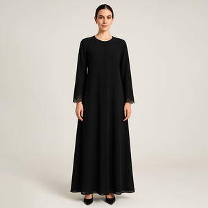 Vestido Abaya modesto para mujer, nueva colección, tela Georgette hecha a mano, estilo musulmán malasio elegante, poliéster de talla grande - Product Image 4