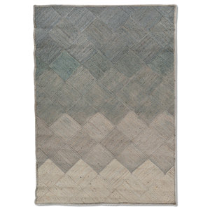 Alfombra de Yute y Cáñamo Tejida Plana Azul Nomadic Threads PDJT-692(CM-01), Alfombra Geométrica Rectangular para Pasillo, Entrada, Dormitorio y Hogar - Product Image 1