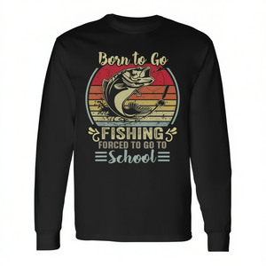 T-shirt à manches longues pour garçons et enfants, thème pêche, promotionnel, pour jeunes pêcheurs - Born to Go Fishing Bass Fish - Product Image 2