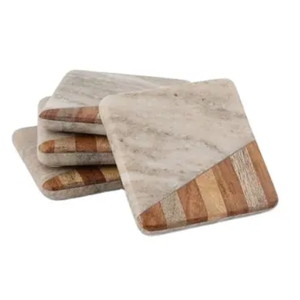 Premium Quality Wood Marble Coaster Best Wedding Table Decorative Stone Drinks Kitchen <b>Mats</b> <b>Pads</b> Required - Product Image 3