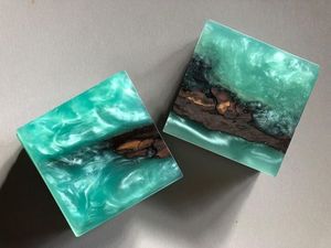 Prix de gros Dessous de verre en bois et résine pour le thé pour la maison et les hôtels Nouveau style Unique Design Meilleure qualité Dessous de verre faits à la main Fabricant de l'Inde - Product Image 5