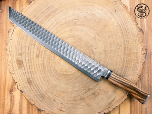 El mejor cuchillo rebanador de núcleo de acero de Damasco con logotipo personalizado, mango de madera de espiga completa, cuchillo rebanador de cocina para carne y verduras - Product Image 4