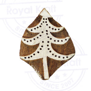 Blocs de bois de motif d'arbre de Noël uniques avec des timbres d'impression fantaisie Produit décoratif de Noël - Product Image 2