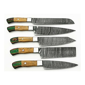 Jexmoo Ensemble de couteaux de chef professionnels en acier damas faits à la main personnalisés 5 pièces Couteaux de cuisine à manche en bois Cadeau parfait pour les cuisiniers - Product Image 2