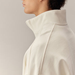 Sweat-shirt à fermeture éclair quart de tour de haute qualité 100% coton Logo personnalisé 380gsm French Terry Épaule tombante Unisexe Col rond Sweat-shirt - Product Image 2