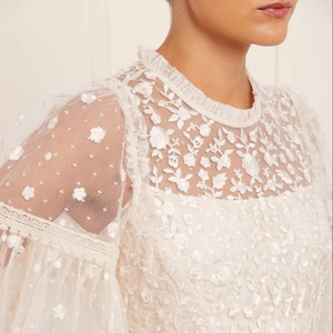 A-Line Maxi Chiffon Dress with Machine Embroidery Frill Pastel Color for Wedding & Evening <b>Prom</b> <b>Parties</b> Front Logo - Product Image 1