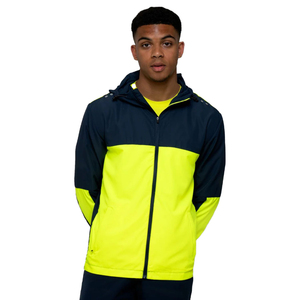 Chaqueta cortavientos informal de negocios de invierno para hombre, chaqueta de lona fina con cuello levantado y cierre de cremallera, patrón de retazos, ligero y transpirable - Product Image 1