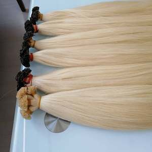 Blonde pointe plate Extensions de cheveux humains vietnamiens traitement russe Technique slave vierge douce Texture soyeuse exportation d'usine - Product Image 1