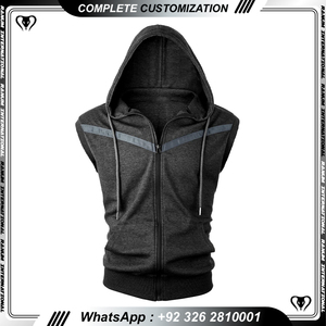 Débardeurs à capuche personnalisés pour l'entraînement, musculation, coupe musculaire, t-shirt sans manches, sweat-shirts de sport à capuche - Product Image 2
