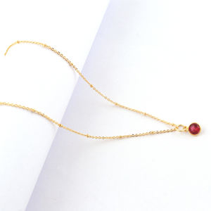 Élégant collier à pendentif en chaîne perlée plaqué or argenté élégant à facettes rubis Quartz personnalisé bijoux cadeau pour les femmes - Product Image 1