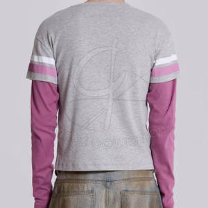 Camisetas de doble capa de manga larga de moda informal de verano ecológicas para camisetas de doble capa impresas en color personalizadas - Product Image 3