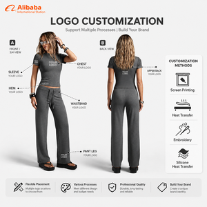 Ensemble de yoga décontracté américain YWJC GARMENT pour femme, en rayonne, à manches courtes et jambes larges, idéal pour l'été - Product Image 2