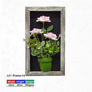 Wall-Mounted Rectangle Wooden Artificial Flower <b>Frame</b> Modern Design-40x23cm Anniversary Home Decor - Product Image 1