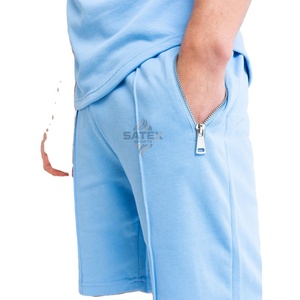 Conjunto Deportivo de Verano 2025 para Hombre, Transpirable, 100% Algodón, Verde Menta y Gris, Personalizable, Ligero, Corte Moderno, Dos Piezas, para Gimnasio - Product Image 4