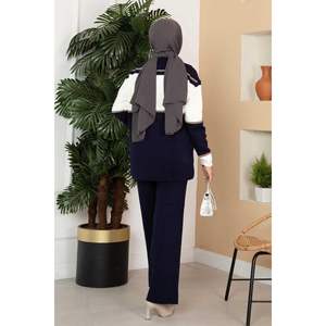 ชุดถักฮิญาบแบบมีกระดุม2ชิ้นสีน้ำเงินเข้ม - Product Image 5