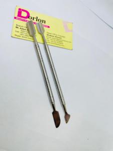 Pousse-cuticules en argent ordinaire, double extrémité, en acier inoxydable, en forme de cuillère avec couteau, pousse-cuticules personnalisé avec logo, pousse-ongles. - Product Image 5