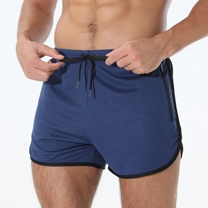 Men's Double Layer Solid Pattern Running <b>Shorts</b> Summer Fitness Gym Training Apparel <b>Zipper</b> <b>Pockets</b> Mid-Waist Sizes 2XL Nonwoven - Product Image 3