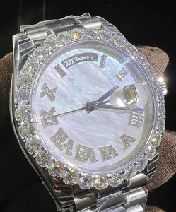 Reloj de Pulsera de Alta Calidad con Esfera Blanca y Diamantes Cultivados en Laboratorio, Reloj de Acero Inoxidable para Hombre, Tendencia de Venta Caliente, al por Mayor - Product Image 2