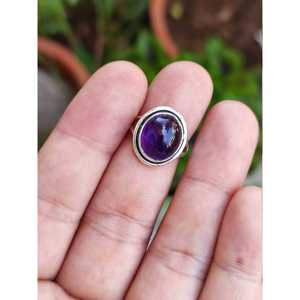 Handmade 925 Sterling Silver Amethyst <b>Statement</b> <b>Ring</b> Women's Oval Purple Gemstone <b>Ring</b> Gift for Occasions - Product Image 2