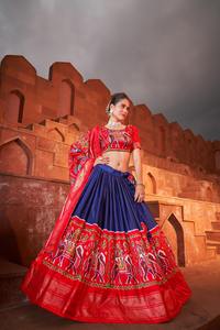 Última tendencia Festival desgaste Dola seda Patola estampado Lehenga Choli con Dupatta proveedor de fábrica al por mayor - Product Image 6
