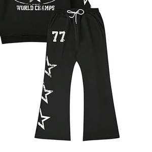 Venta al por mayor producto caliente negro serigrafía logotipo personalizado para los hombres de alta calidad chándal conjunto Streetwear hombres Vintage chándal - Product Image 4