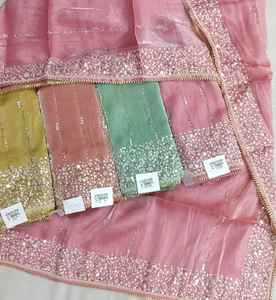 Trajes Modernos de Diseño Indio de Seda Brillante Bordados a Mano Sin Coser, Protección Solar para Mujer, Estilo Tradicional - Product Image 1