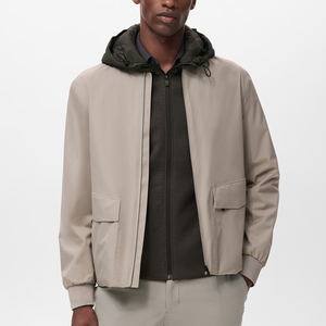 Chaqueta de bombardero con cremallera sólida y cuello vuelto de otoño vintage con tela peinada y servicio OEM - Product Image 1