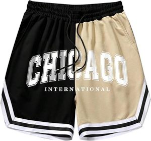 Pantalones Cortos Deportivos de Baloncesto para Hombre, Estilo Y2K, con Estampado Gráfico, Ribete a Rayas, Cintura con Cordón, Diseño Casual para Entrenamiento, Estilo Drippy, Ecológicos - Product Image 3