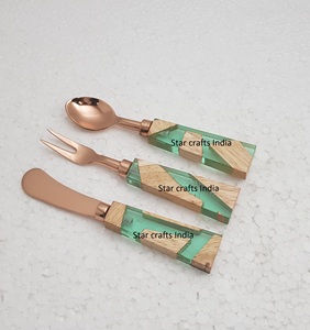 CACIA-cubiertos de acero inoxidable para cocina, conjunto de 3 cubiertos de acero inoxidable con cuchara chapada en plata y cuchillo - Product Image 4