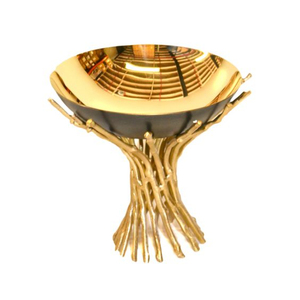 Cuenco decorativo de latón dorado de lujo elegante hecho a mano centro de mesa acento para sala de estar mesa de comedor decoración del hogar - Product Image 3