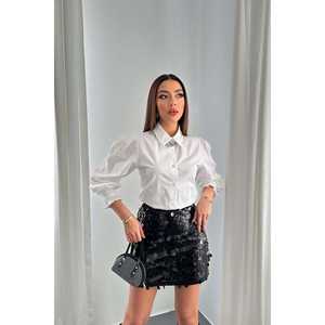 Jupes courtes noires à paillettes pour femmes en gros - Product Image 3