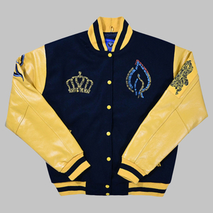 Chaqueta universitaria de lana y cuero PU de gran tamaño para hombres y mujeres Bomber de estilo universitario personalizado con bordado para ropa de calle de invierno - Product Image 3