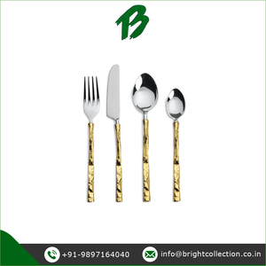 Juego de cubiertos de acero inoxidable con mango de latón de primera calidad para bodas, fiestas, hoteles y restaurantes disponibles a un precio asequible - Product Image 3