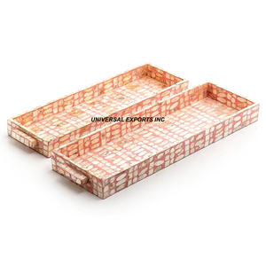Juego rectangular de dos bandejas de madera para servir, bandeja de chocolate de diseñador de tamaño personalizado, plato de servicio decorativo de la mejor calidad - Product Image 4