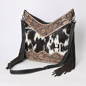 Bolso Hobo de piel de vaca genuina para mujer Vintage Western Cowgirl Crossbody Suede Fringe Leather Shoulder Strap Bohemian Ladies - Product Image 2